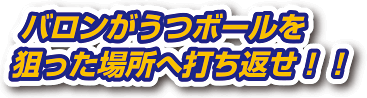 バロンがうつボールを狙った場所へ打ち返せ！！