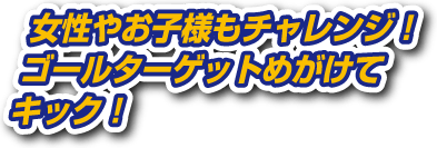 女性やお子様もチャレンジ！ゴールターゲットめがけてキック！